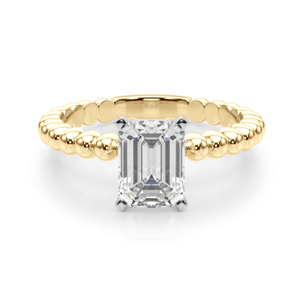 Classic Bead Engagement Ring Round Diamond Engagement Ring in 10K/14K gold and platinum with certified lab-grown or natural diamonds