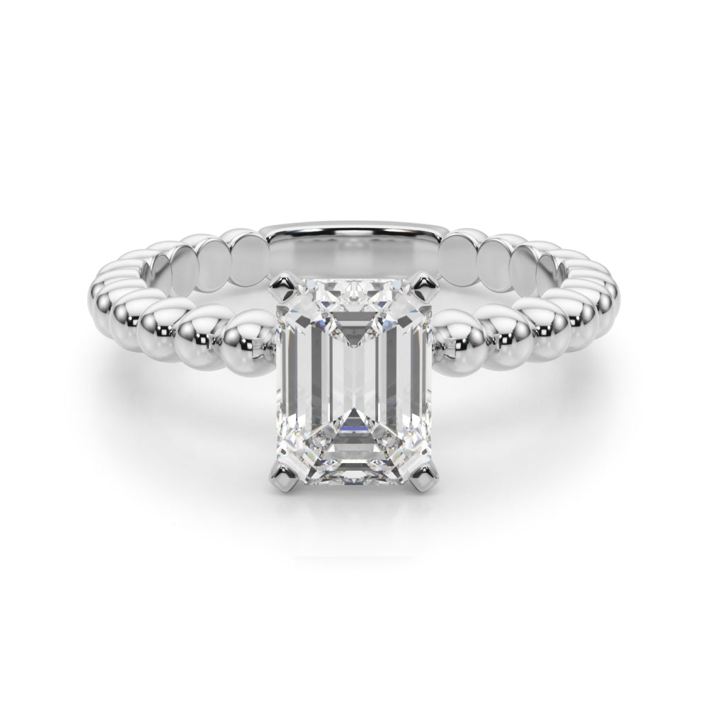Classic Bead Engagement Ring Round Diamond Engagement Ring in 10K/14K gold and platinum with certified lab-grown or natural diamonds