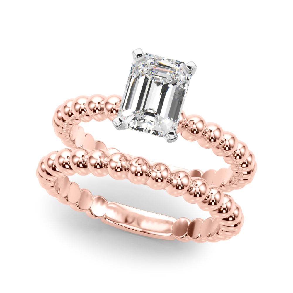 Classic Bead Engagement Ring Round Diamond Engagement Ring in 10K/14K gold and platinum with certified lab-grown or natural diamonds