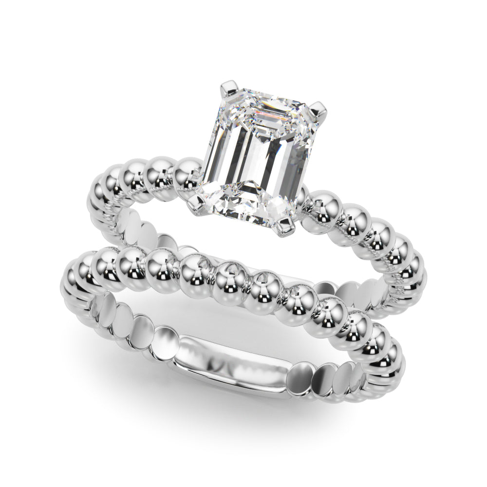 Classic Bead Engagement Ring Round Diamond Engagement Ring in 10K/14K gold and platinum with certified lab-grown or natural diamonds