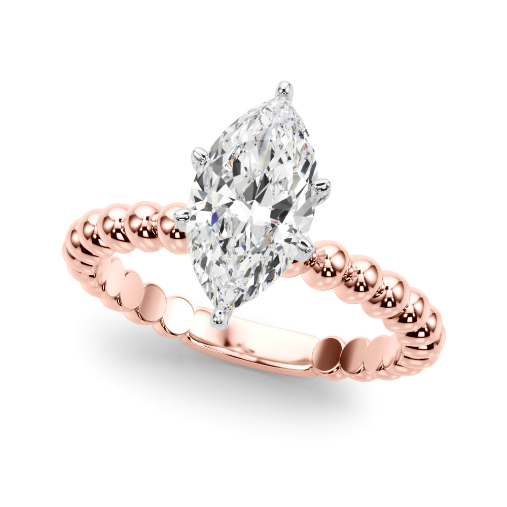 Classic Bead Engagement Ring Round Diamond Engagement Ring in 10K/14K gold and platinum with certified lab-grown or natural diamonds