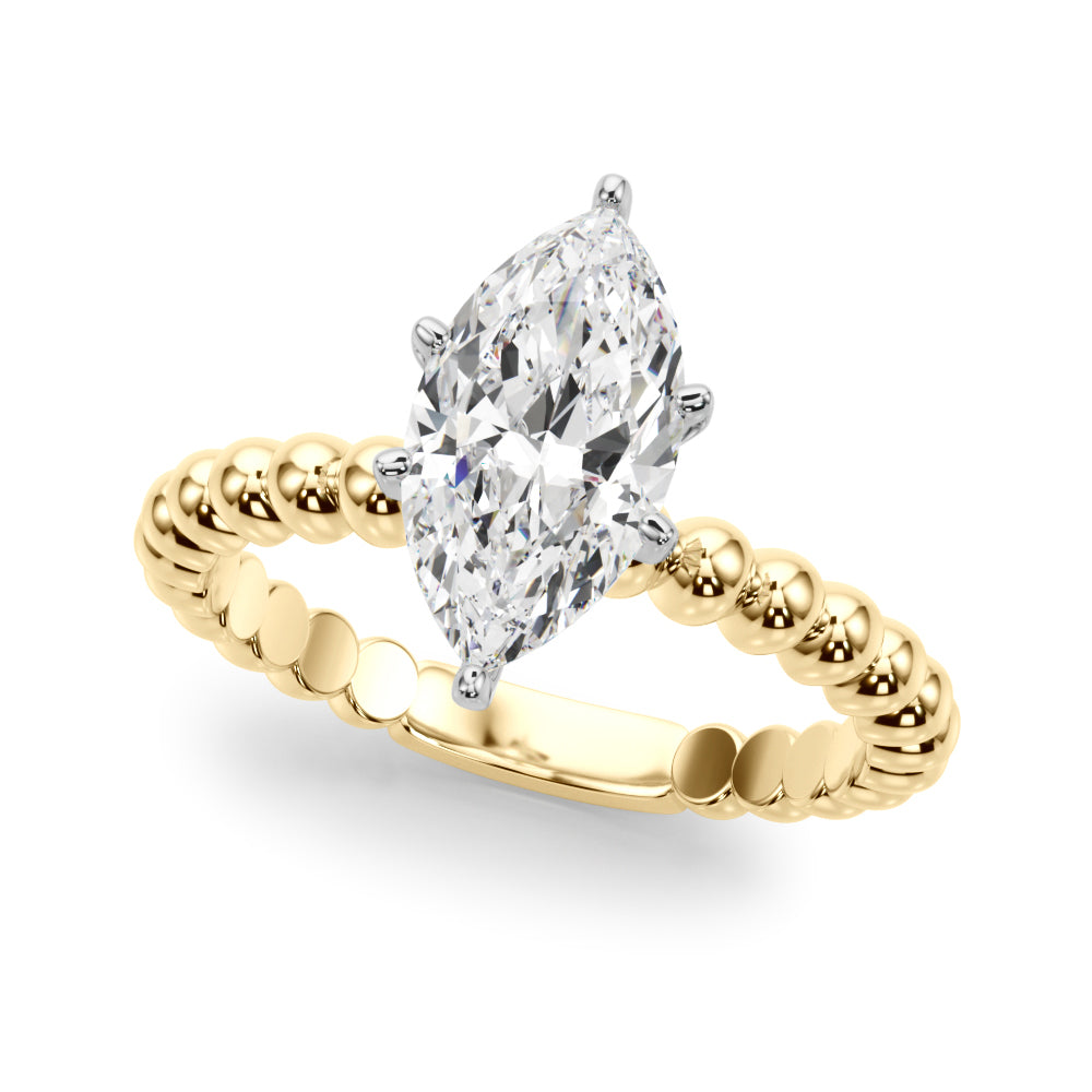 Classic Bead Engagement Ring Round Diamond Engagement Ring in 10K/14K gold and platinum with certified lab-grown or natural diamonds
