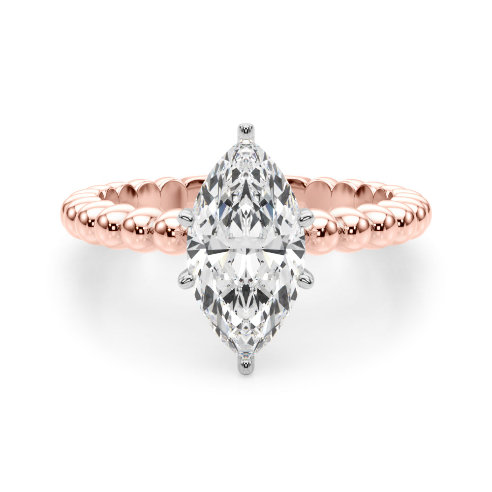 Classic Bead Engagement Ring Round Diamond Engagement Ring in 10K/14K gold and platinum with certified lab-grown or natural diamonds