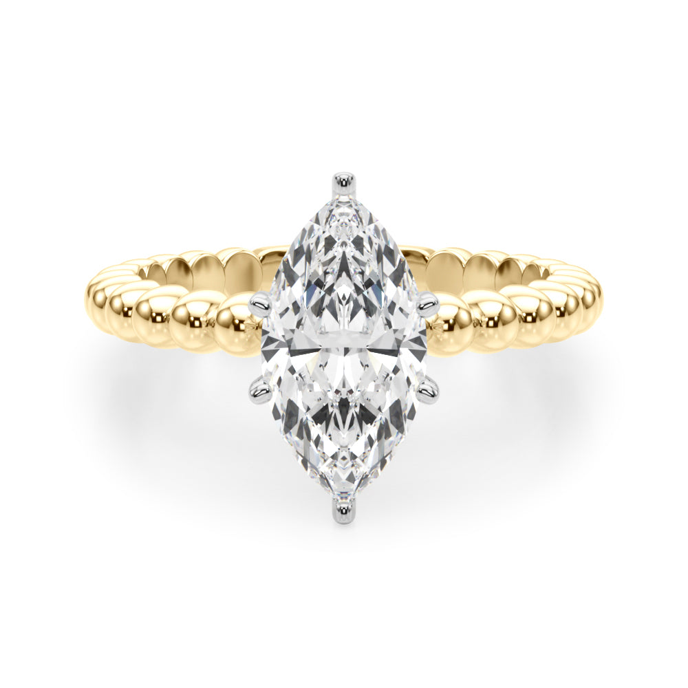 Classic Bead Engagement Ring Round Diamond Engagement Ring in 10K/14K gold and platinum with certified lab-grown or natural diamonds