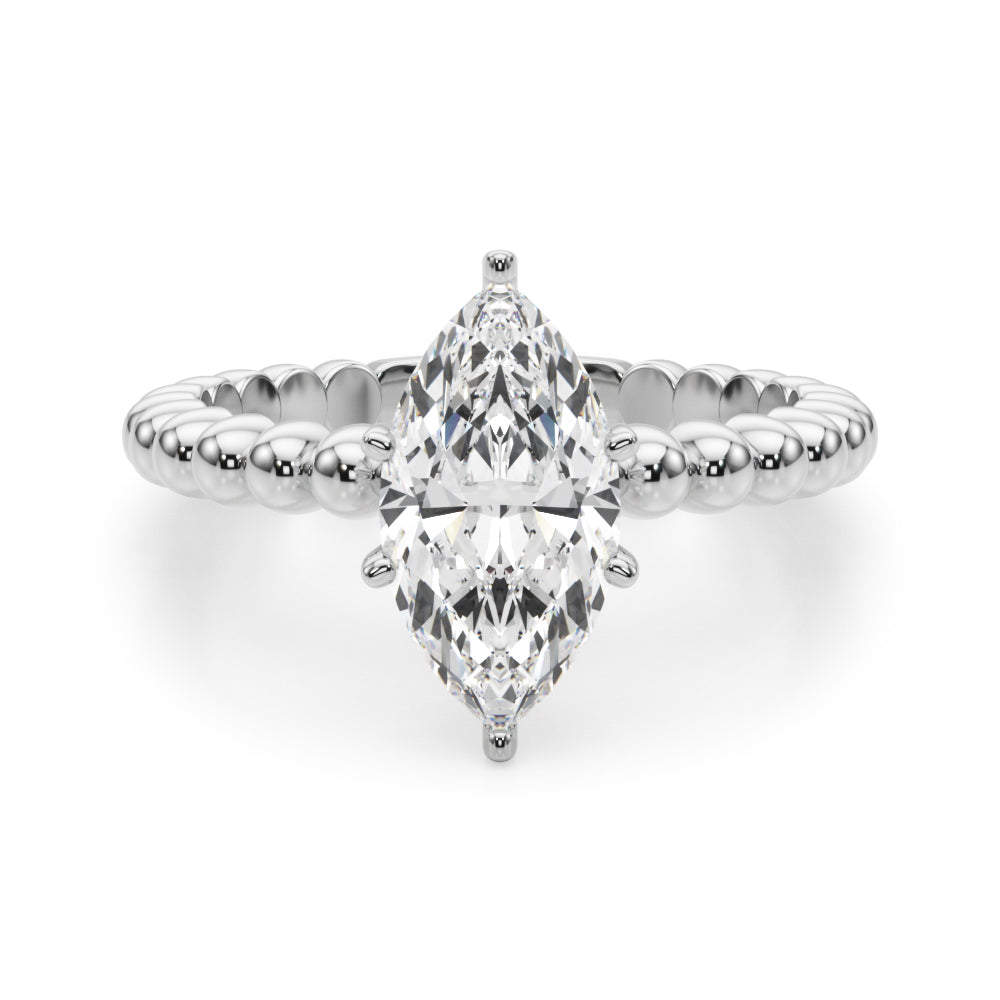Classic Bead Engagement Ring Round Diamond Engagement Ring in 10K/14K gold and platinum with certified lab-grown or natural diamonds