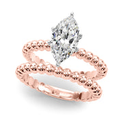 Classic Bead Engagement Ring Round Diamond Engagement Ring in 10K/14K gold and platinum with certified lab-grown or natural diamonds