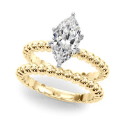 Classic Bead Engagement Ring Round Diamond Engagement Ring in 10K/14K gold and platinum with certified lab-grown or natural diamonds