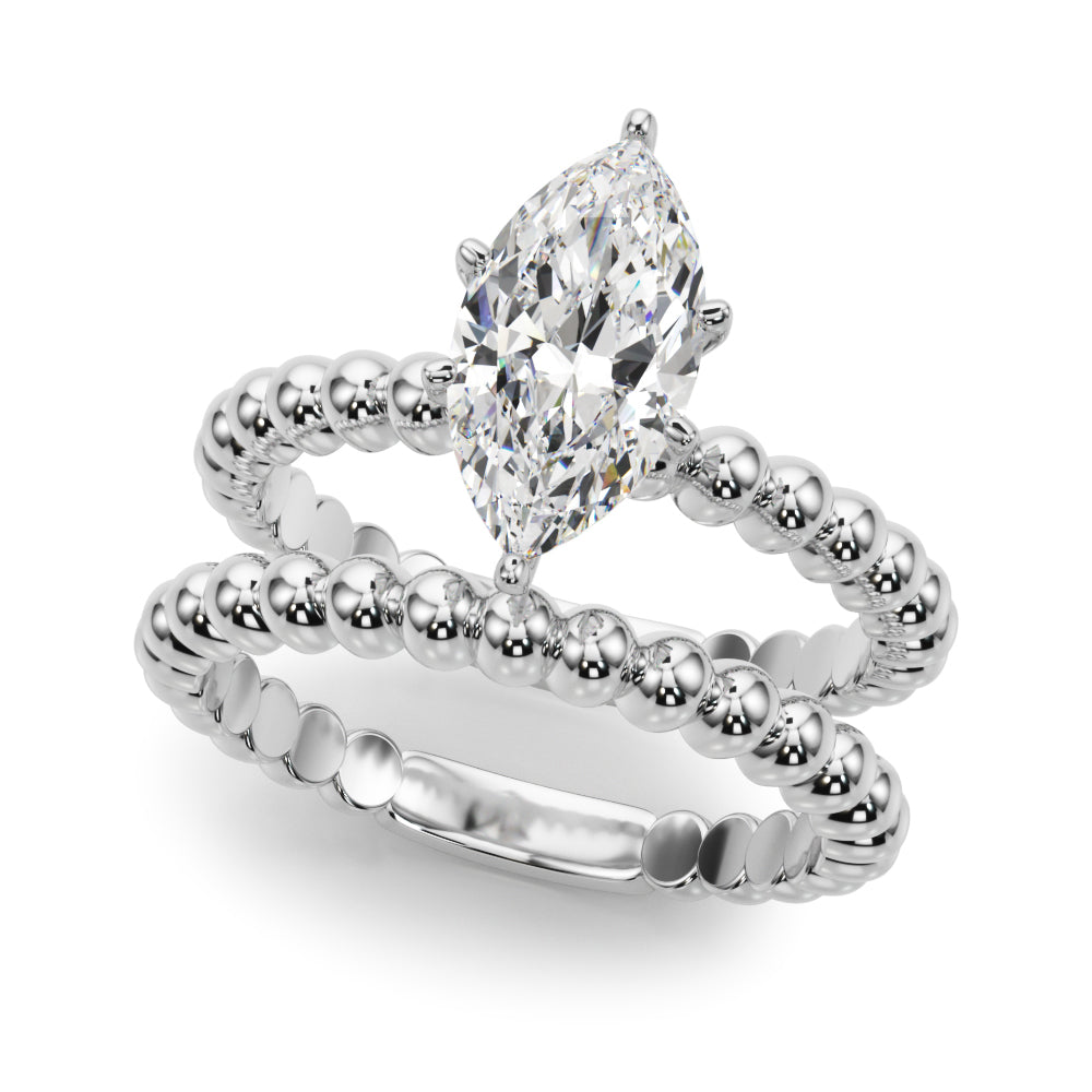 Classic Bead Engagement Ring Round Diamond Engagement Ring in 10K/14K gold and platinum with certified lab-grown or natural diamonds