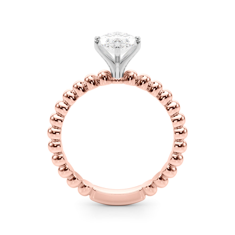 Classic Bead Engagement Ring Round Diamond Engagement Ring in 10K/14K gold and platinum with certified lab-grown or natural diamonds