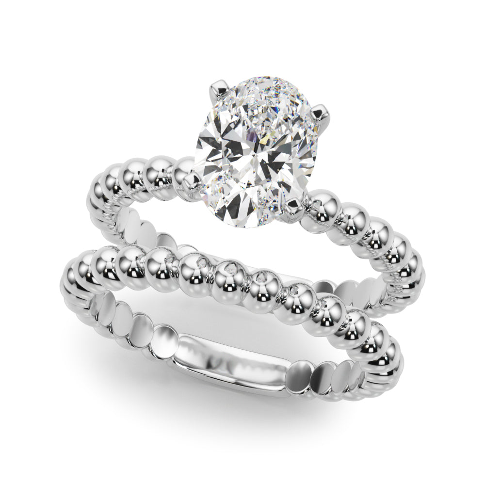 Classic Bead Engagement Ring Round Diamond Engagement Ring in 10K/14K gold and platinum with certified lab-grown or natural diamonds