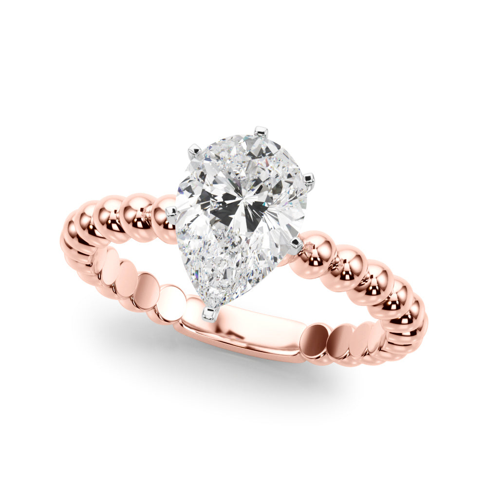 Classic Bead Engagement Ring Round Diamond Engagement Ring in 10K/14K gold and platinum with certified lab-grown or natural diamonds