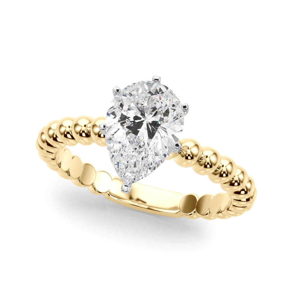Classic Bead Engagement Ring Round Diamond Engagement Ring in 10K/14K gold and platinum with certified lab-grown or natural diamonds