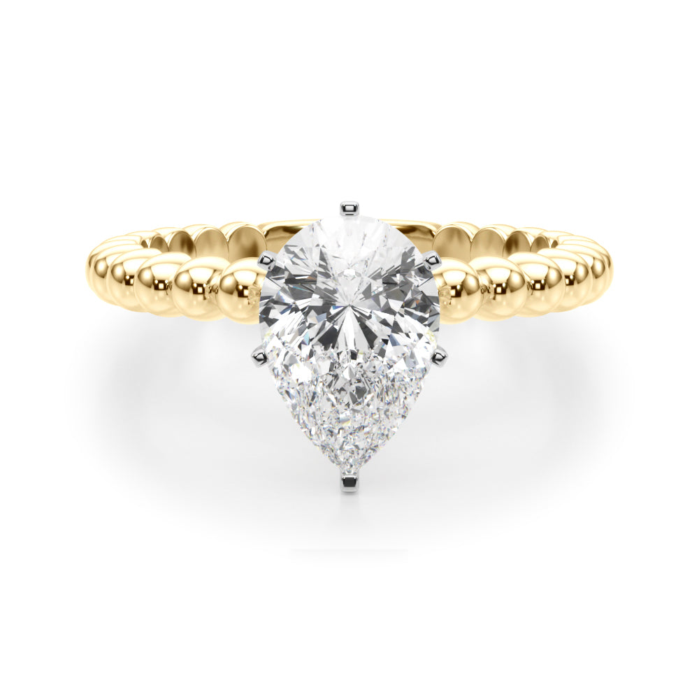 Classic Bead Engagement Ring Round Diamond Engagement Ring in 10K/14K gold and platinum with certified lab-grown or natural diamonds