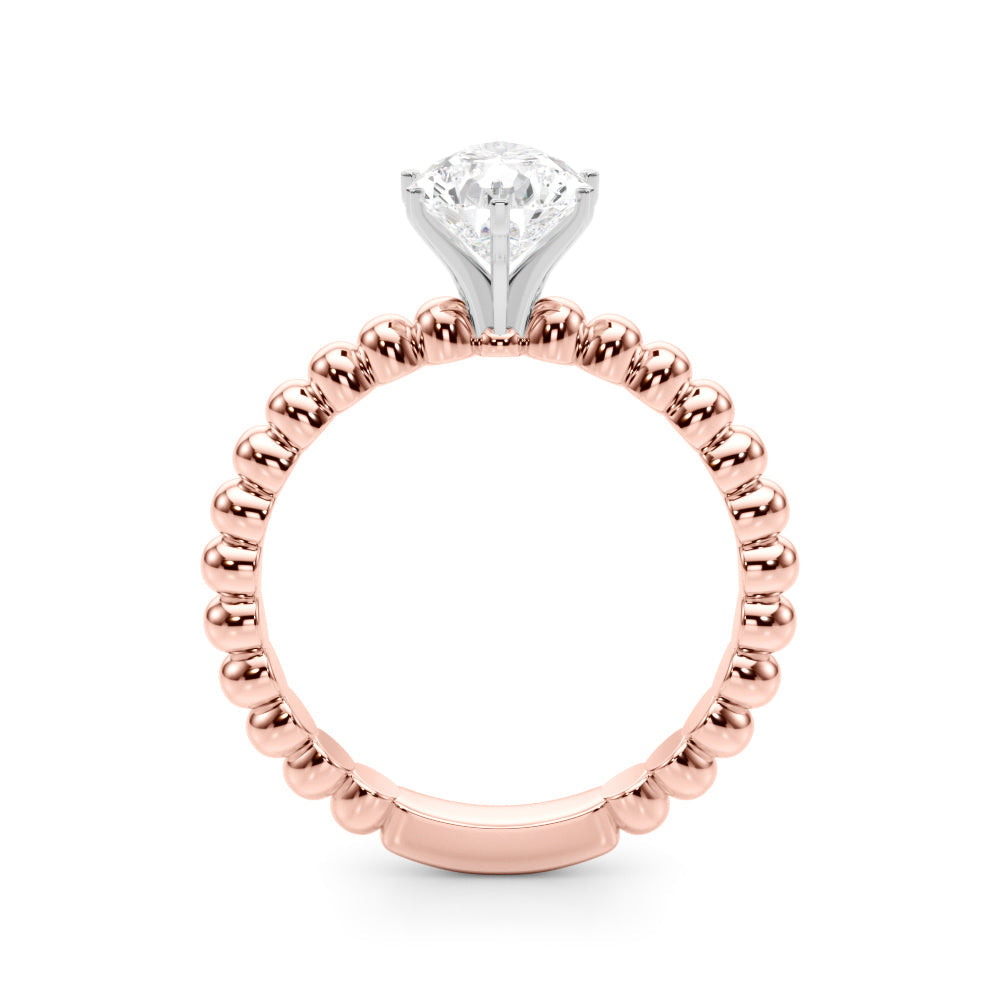 Classic Bead Engagement Ring Round Diamond Engagement Ring in 10K/14K gold and platinum with certified lab-grown or natural diamonds
