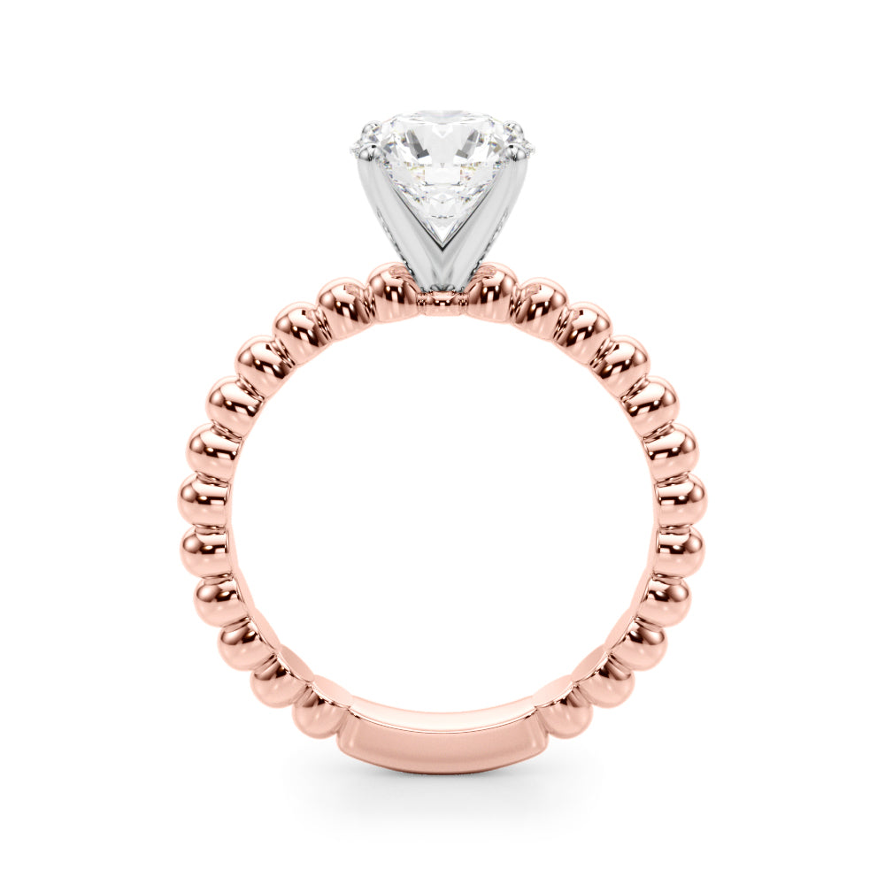 Classic Bead Engagement Ring Round Diamond Engagement Ring in 10K/14K gold and platinum with certified lab-grown or natural diamonds