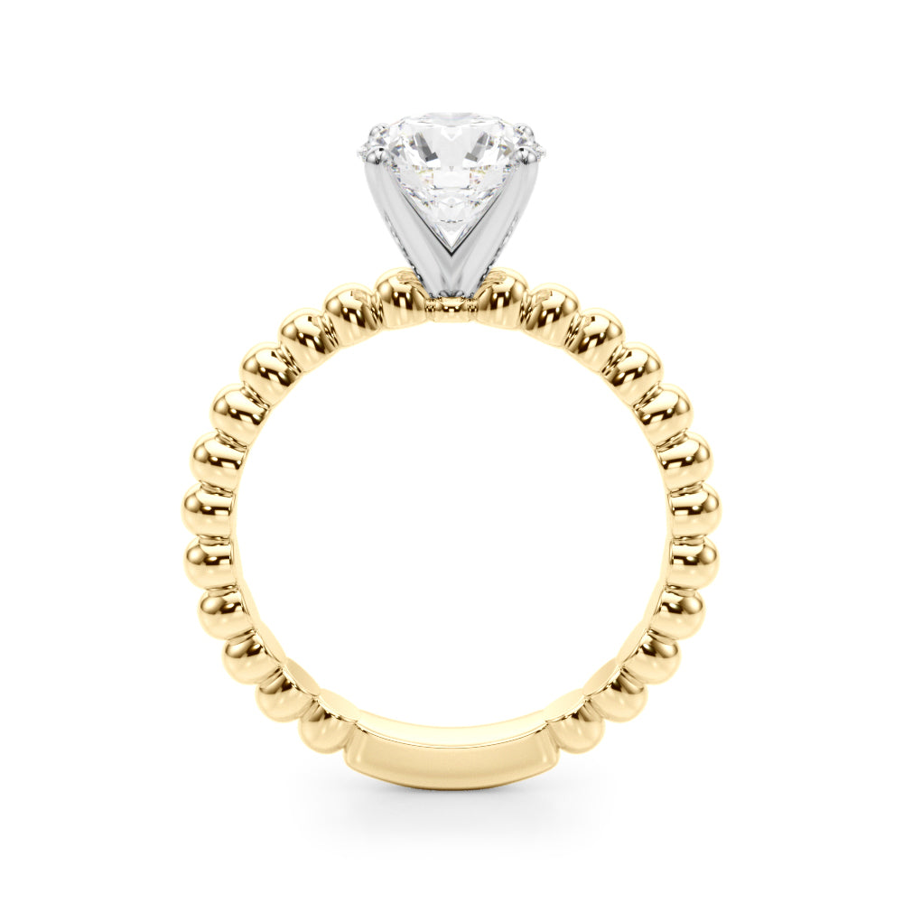 Classic Bead Engagement Ring Round Diamond Engagement Ring in 10K/14K gold and platinum with certified lab-grown or natural diamonds