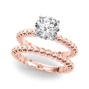 Classic Bead Engagement Ring Round Diamond Engagement Ring in 10K/14K gold and platinum with certified lab-grown or natural diamonds