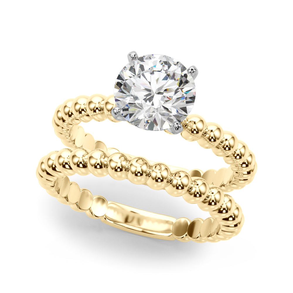 Classic Bead Engagement Ring Round Diamond Engagement Ring in 10K/14K gold and platinum with certified lab-grown or natural diamonds