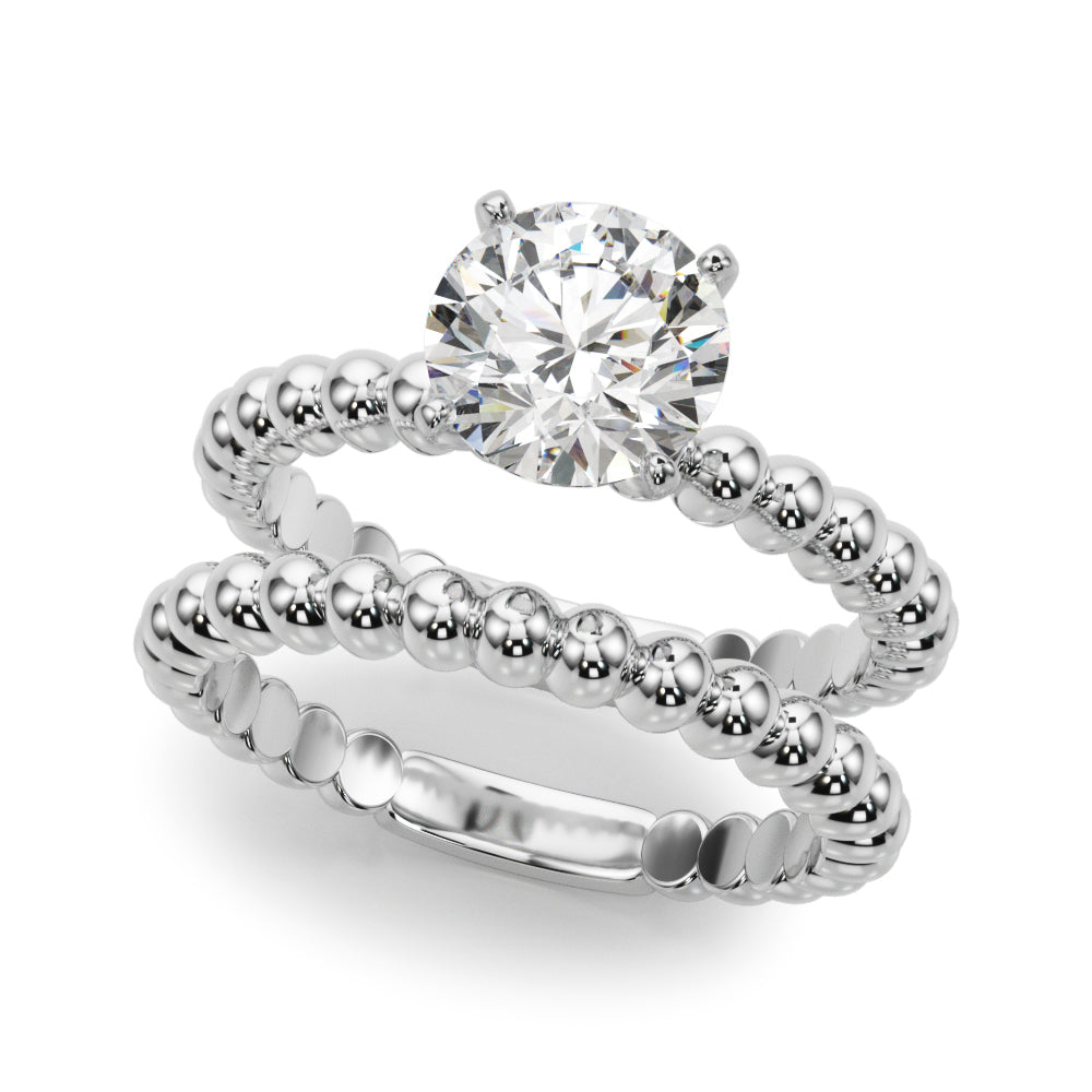 Classic Bead Engagement Ring Round Diamond Engagement Ring in 10K/14K gold and platinum with certified lab-grown or natural diamonds