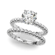 Classic Bead Engagement Ring Round Diamond Engagement Ring in 10K/14K gold and platinum with certified lab-grown or natural diamonds