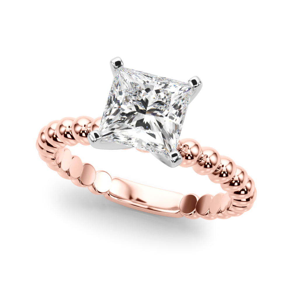 Classic Bead Engagement Ring Round Diamond Engagement Ring in 10K/14K gold and platinum with certified lab-grown or natural diamonds