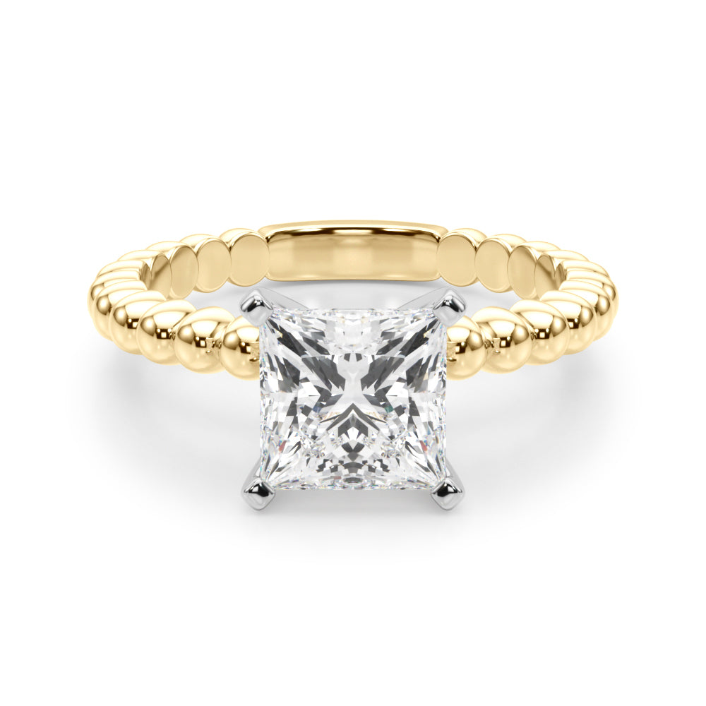 Classic Bead Engagement Ring Round Diamond Engagement Ring in 10K/14K gold and platinum with certified lab-grown or natural diamonds