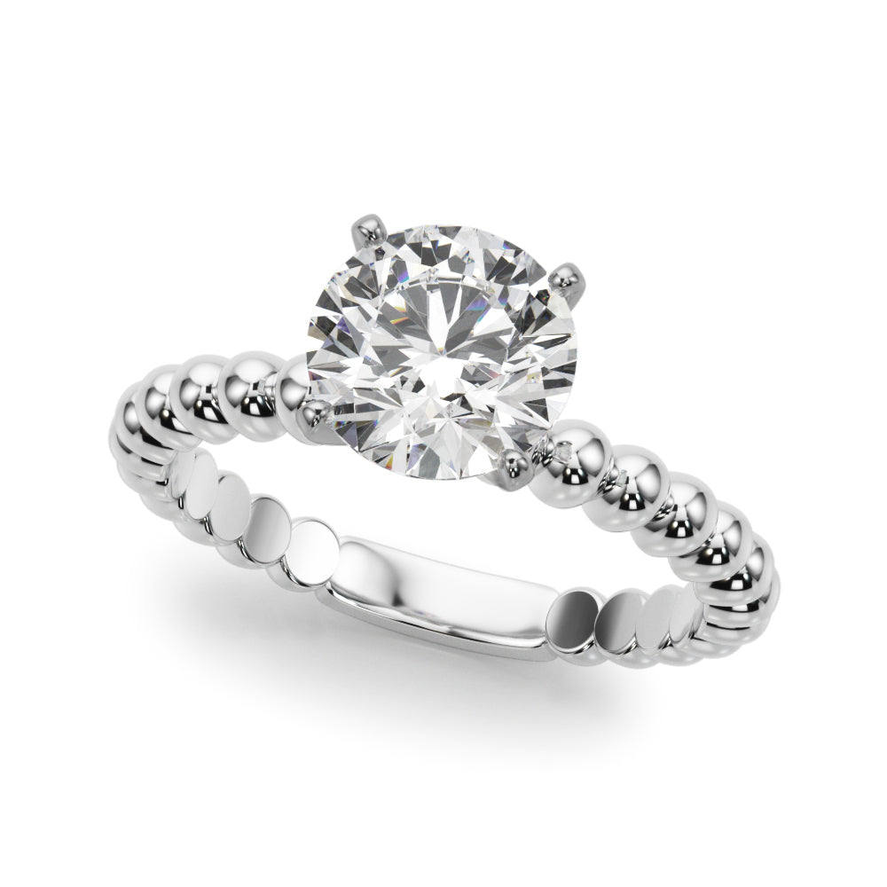 Classic Bead Engagement Ring Round Diamond Engagement Ring in 10K/14K gold and platinum with certified lab-grown or natural diamonds