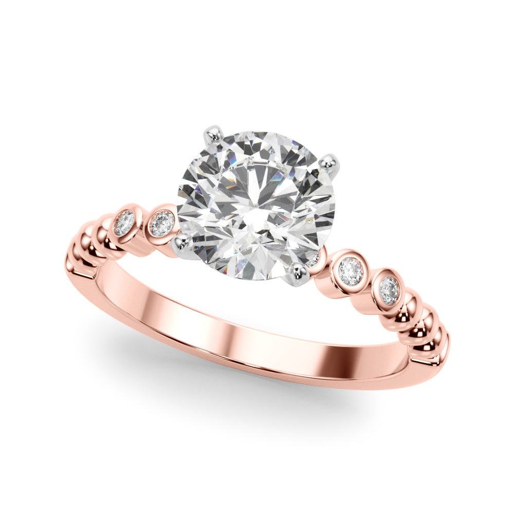 Timeless Beaded Bezel Set Engagement Ring Round Diamond Engagement Ring in 10K/14K gold and platinum with certified lab-grown or natural diamonds