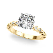 Timeless Beaded Bezel Set Engagement Ring Round Diamond Engagement Ring in 10K/14K gold and platinum with certified lab-grown or natural diamonds