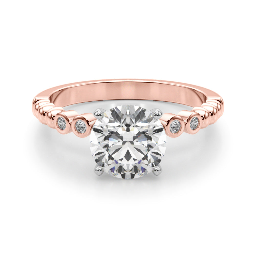Timeless Beaded Bezel Set Engagement Ring Round Diamond Engagement Ring in 10K/14K gold and platinum with certified lab-grown or natural diamonds