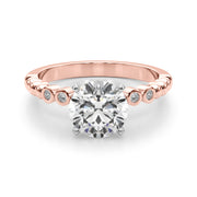 Timeless Beaded Bezel Set Engagement Ring Round Diamond Engagement Ring in 10K/14K gold and platinum with certified lab-grown or natural diamonds