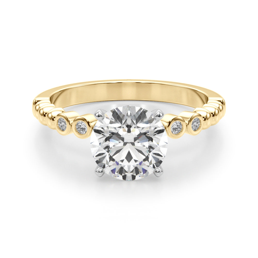 Timeless Beaded Bezel Set Engagement Ring Round Diamond Engagement Ring in 10K/14K gold and platinum with certified lab-grown or natural diamonds