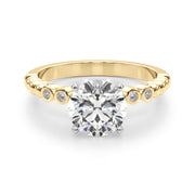 Timeless Beaded Bezel Set Engagement Ring Round Diamond Engagement Ring in 10K/14K gold and platinum with certified lab-grown or natural diamonds