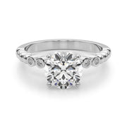 Timeless Beaded Bezel Set Engagement Ring Round Diamond Engagement Ring in 10K/14K gold and platinum with certified lab-grown or natural diamonds