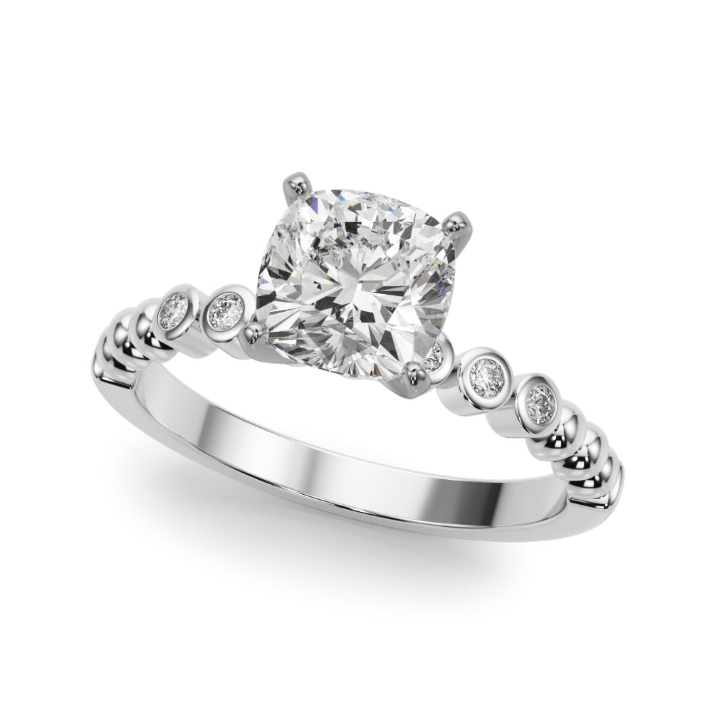 Timeless Beaded Bezel Set Engagement Ring Round Diamond Engagement Ring in 10K/14K gold and platinum with certified lab-grown or natural diamonds