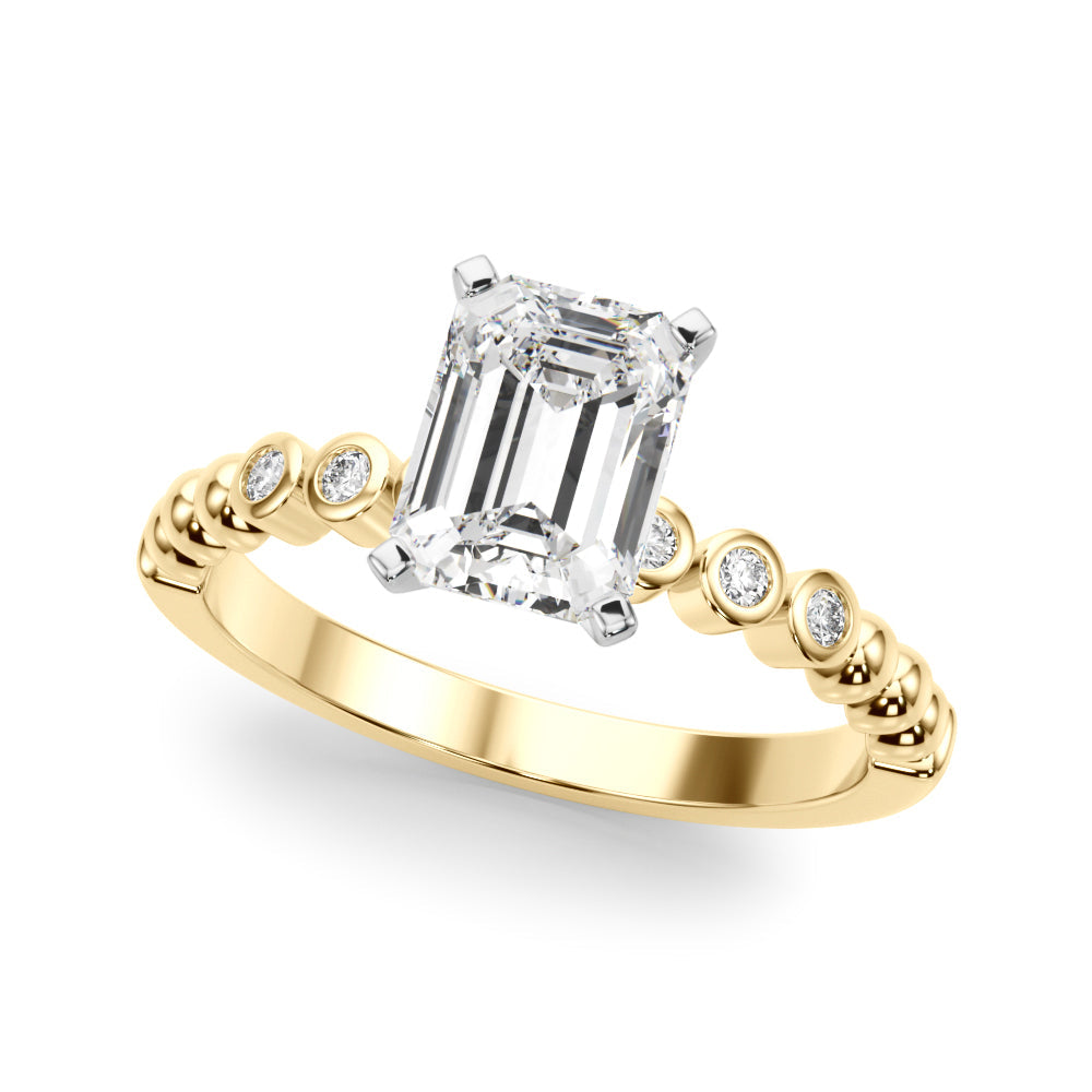 Timeless Beaded Bezel Set Engagement Ring Round Diamond Engagement Ring in 10K/14K gold and platinum with certified lab-grown or natural diamonds
