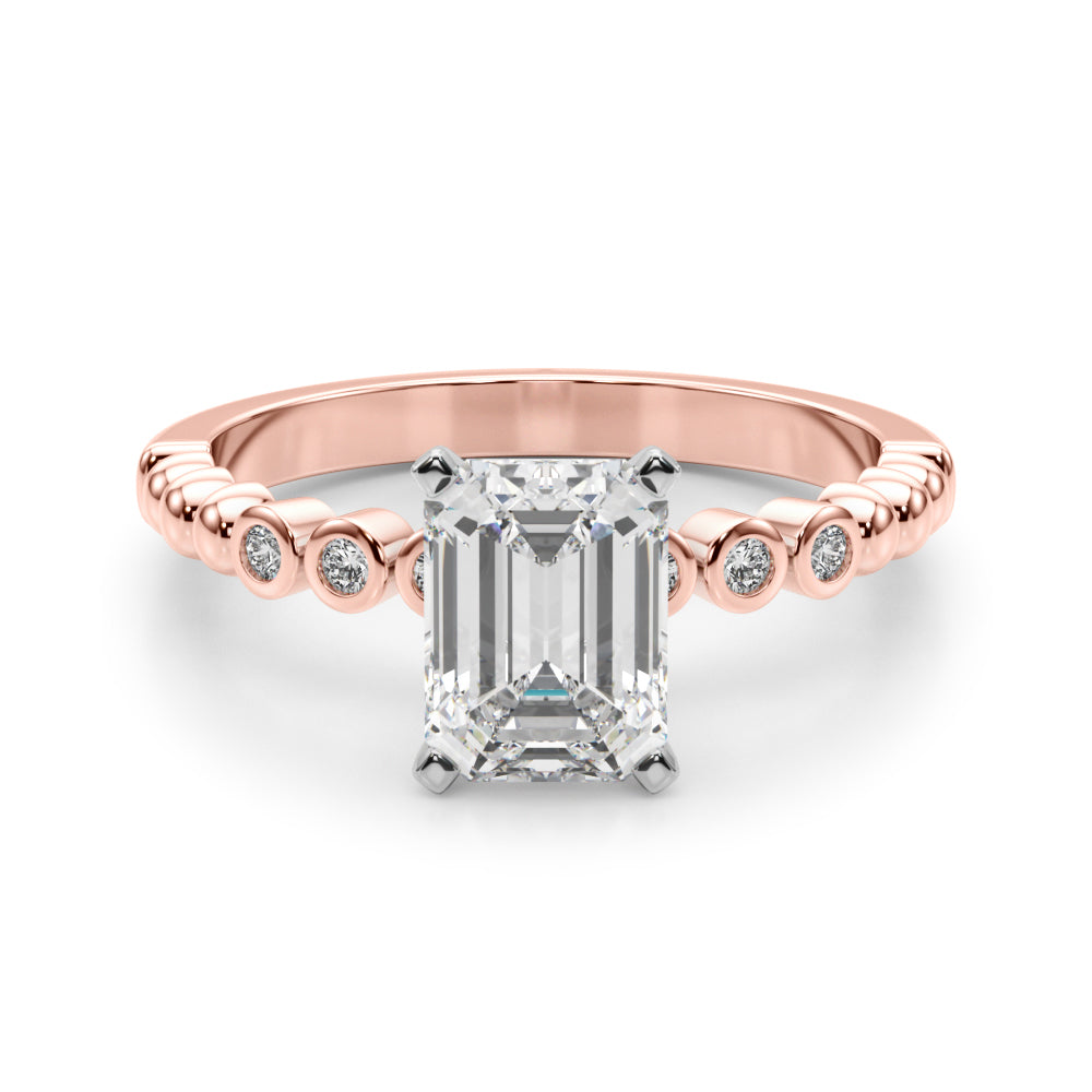 Timeless Beaded Bezel Set Engagement Ring Round Diamond Engagement Ring in 10K/14K gold and platinum with certified lab-grown or natural diamonds