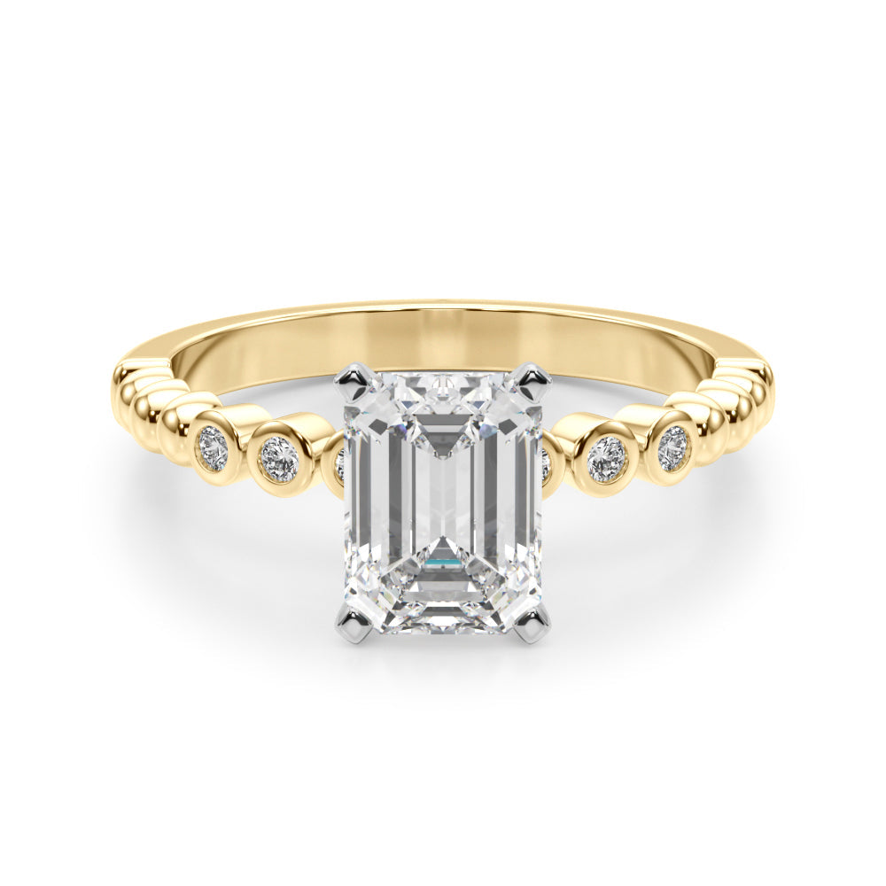 Timeless Beaded Bezel Set Engagement Ring Round Diamond Engagement Ring in 10K/14K gold and platinum with certified lab-grown or natural diamonds