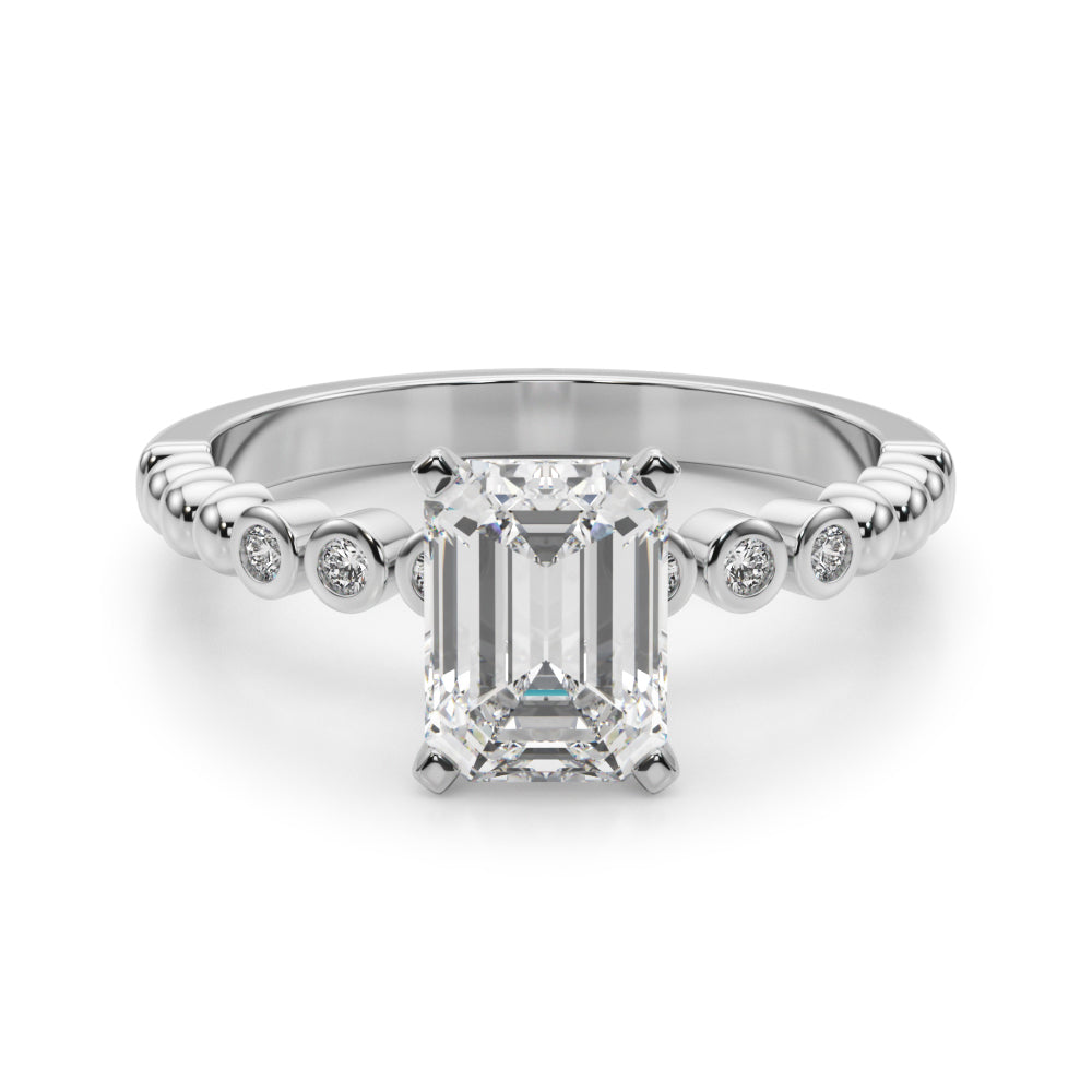 Timeless Beaded Bezel Set Engagement Ring Round Diamond Engagement Ring in 10K/14K gold and platinum with certified lab-grown or natural diamonds