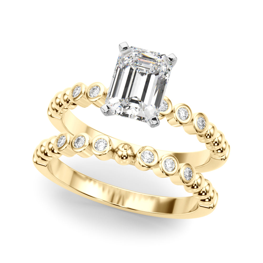 Timeless Beaded Bezel Set Engagement Ring Round Diamond Engagement Ring in 10K/14K gold and platinum with certified lab-grown or natural diamonds