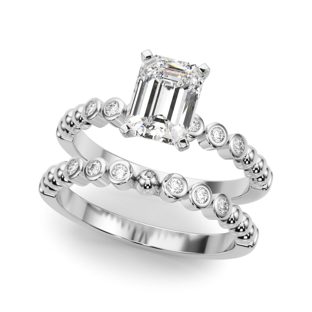 Timeless Beaded Bezel Set Engagement Ring Round Diamond Engagement Ring in 10K/14K gold and platinum with certified lab-grown or natural diamonds