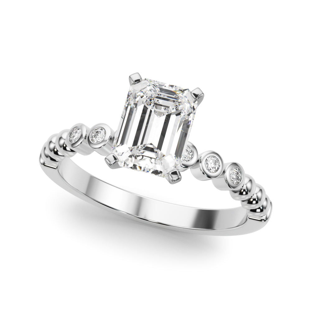 Timeless Beaded Bezel Set Engagement Ring Round Diamond Engagement Ring in 10K/14K gold and platinum with certified lab-grown or natural diamonds