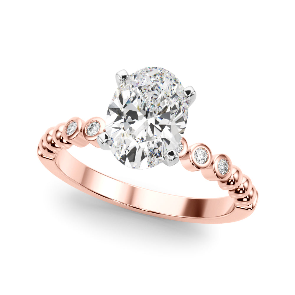 Timeless Beaded Bezel Set Engagement Ring Round Diamond Engagement Ring in 10K/14K gold and platinum with certified lab-grown or natural diamonds