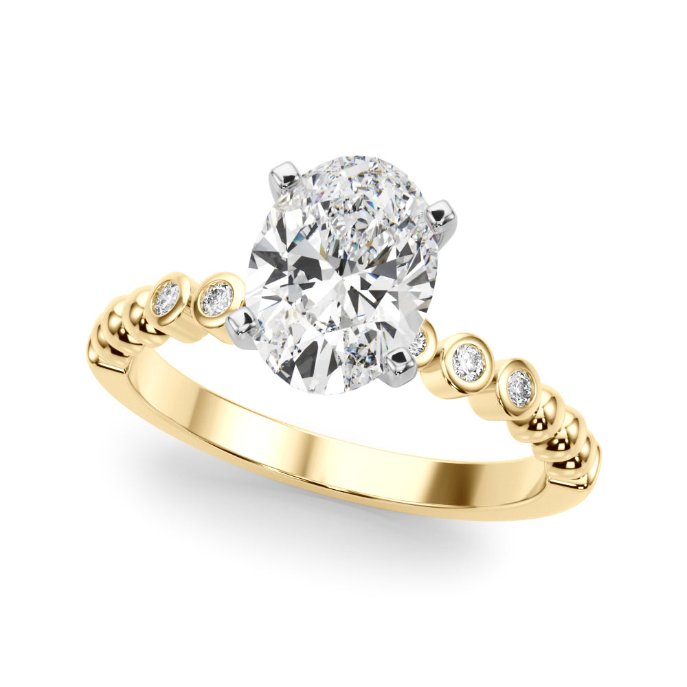 Timeless Beaded Bezel Set Engagement Ring Round Diamond Engagement Ring in 10K/14K gold and platinum with certified lab-grown or natural diamonds