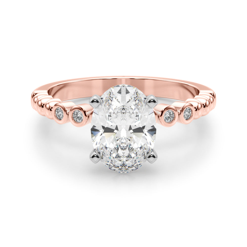 Timeless Beaded Bezel Set Engagement Ring Round Diamond Engagement Ring in 10K/14K gold and platinum with certified lab-grown or natural diamonds