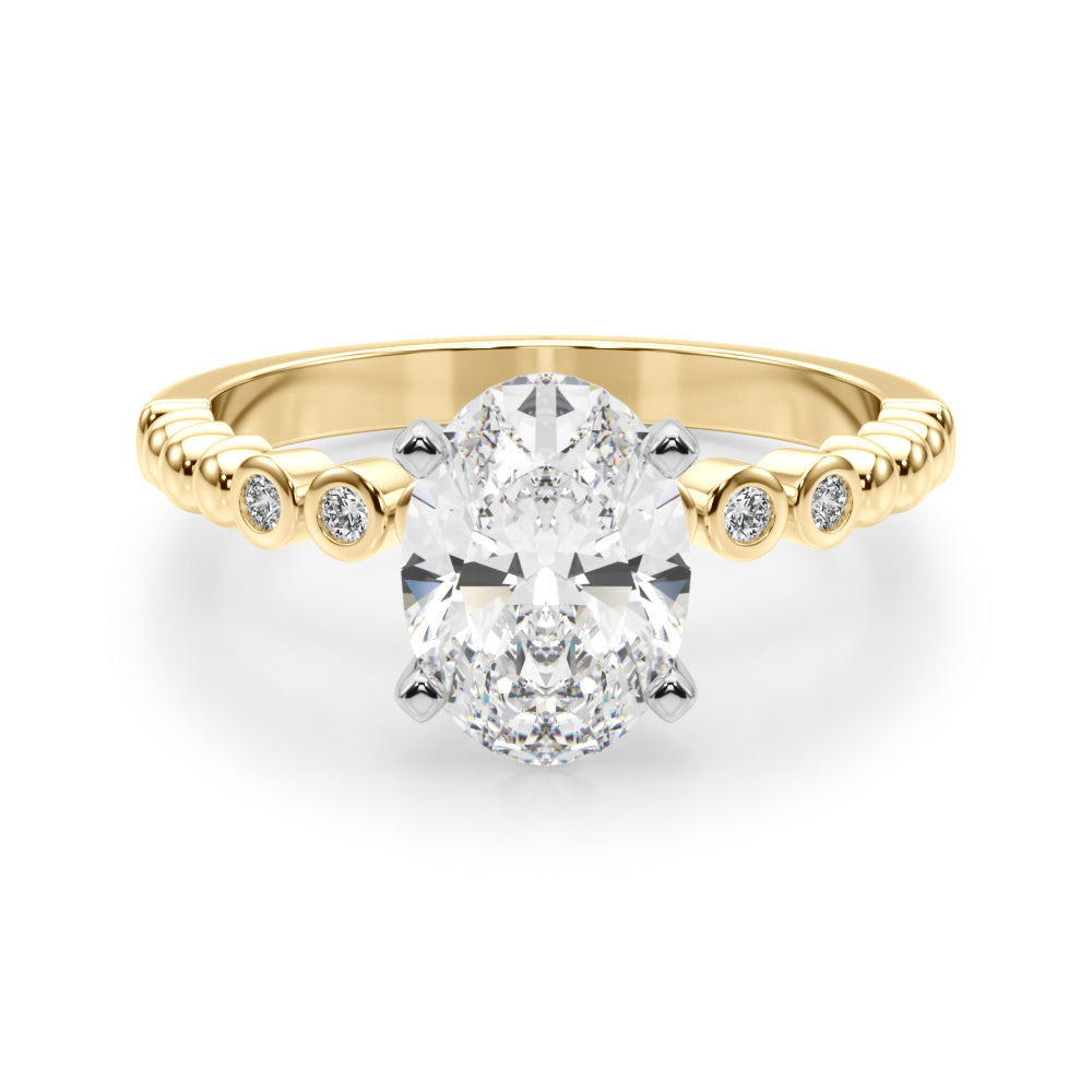 Timeless Beaded Bezel Set Engagement Ring Round Diamond Engagement Ring in 10K/14K gold and platinum with certified lab-grown or natural diamonds