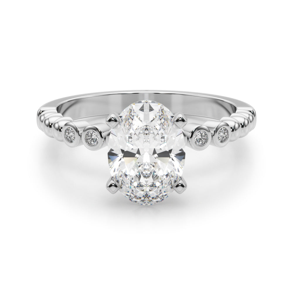 Timeless Beaded Bezel Set Engagement Ring Round Diamond Engagement Ring in 10K/14K gold and platinum with certified lab-grown or natural diamonds