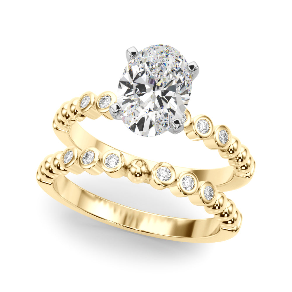 Timeless Beaded Bezel Set Engagement Ring Round Diamond Engagement Ring in 10K/14K gold and platinum with certified lab-grown or natural diamonds