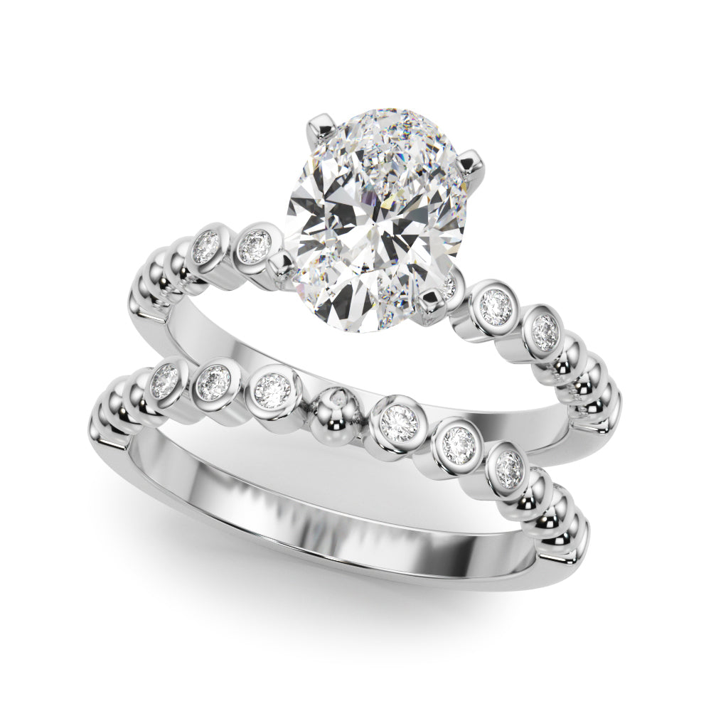 Timeless Beaded Bezel Set Engagement Ring Round Diamond Engagement Ring in 10K/14K gold and platinum with certified lab-grown or natural diamonds