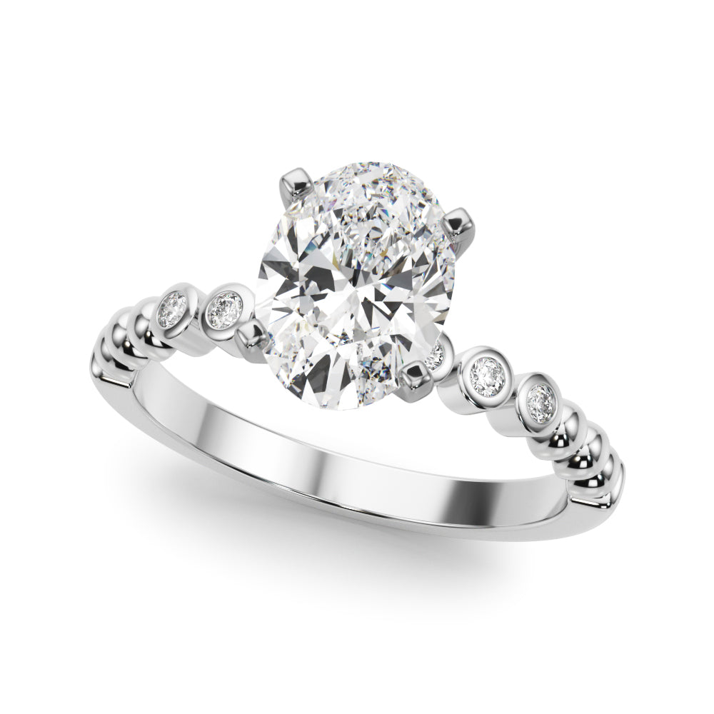 Timeless Beaded Bezel Set Engagement Ring Round Diamond Engagement Ring in 10K/14K gold and platinum with certified lab-grown or natural diamonds